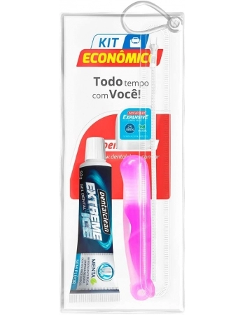 KIT GEL EXTREME ICE + ESCOVA DE VIAGEM + FIO DENTAL 25M DENTALCLEAN