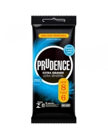 PRESERVATIVO PRUDENCE LV8 PG6 EXTRA GRANDE ULTRA SENSIVEL