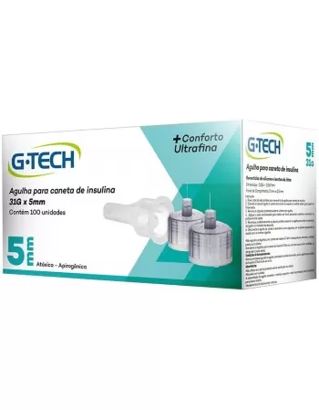 AGULHA P/ CANETA DE INSULINA 5MM 31G C/100UN GTECH