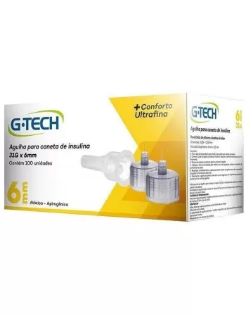 AGULHA P/ CANETA DE INSULINA 6MM 31G C/100UN GTECH