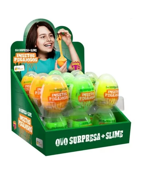 SLIME GELELE OVO SURPRESA INSETOS PEGAJOSOS DISPLAY 98G C/18