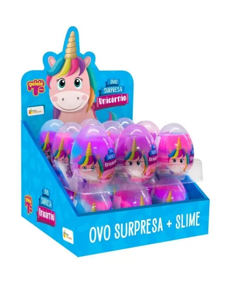 SLIME GELELE OVO SURPRESA UNICORNIO DISPLAY 98G C/18