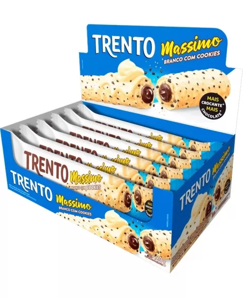 WAFER TRENTO MASSIMO BRANCO COM COOKIES DISPLAY C/16UNX30G