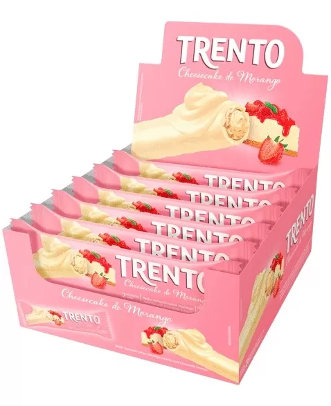 WAFER TRENTO CHEESECAKE DE MORANGO DISPLAY C/16UNX32G