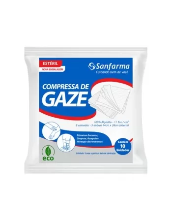 COMPRESSA DE GAZE 11 FIOS C/10 SANFARMA