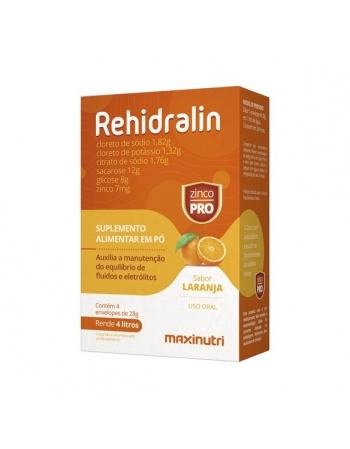 REHIDRALIN - CX C/ 04 ENVELOPES DE 28G - SABOR LARANJA MAXINUTRI