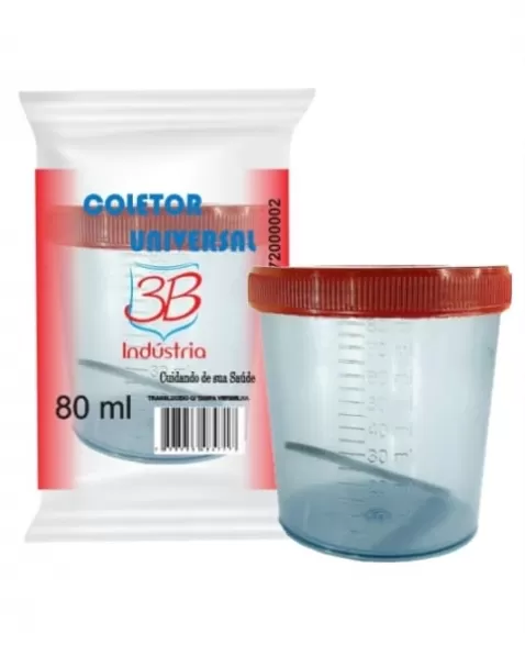 COLETOR UNIVERSAL 80ML (SACO) ESTERIL TAMPA VERMELHA 3B