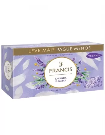 PACK SABONETE BARRA VEGETAL LAVANDA E ÂMBAR 5X90G FRANCIS