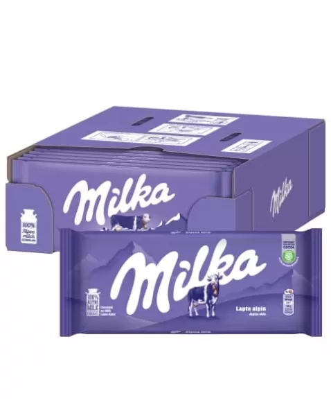 CHOCOLATE BARRA ALPINE MILK AO LEITE DISPLAY C/24X100G MILKA