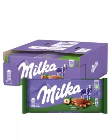 CHOCOLATE BARRA HAZELNUTS AVELAS DISPLAY C/22X100G MILKA