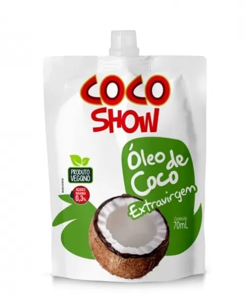 OLEO DE COCO EXTRA VIRGEM STAND POUCH 70ML COCO SHOW COPRA