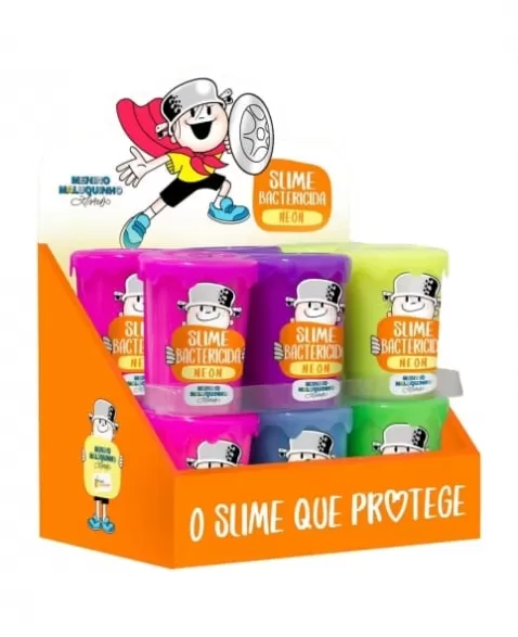 SLIME GELELE BACTERICIDA MENINO MALUQUINHO NEON DISPLAY C/12