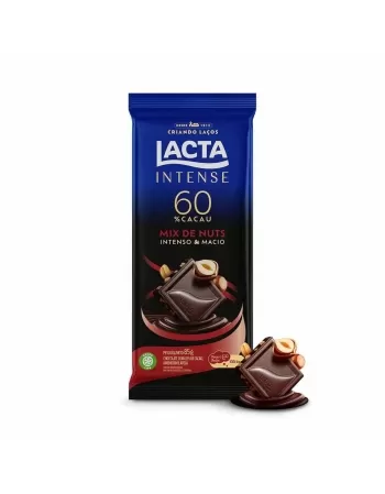 CHOCOLATE LACTA INTENSE 60% CACAU MIX NUTS 17UNX85G