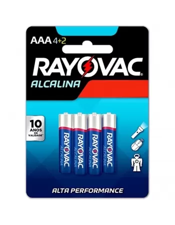 PILHAS TIPO AAA ALCALINA (PALITO) CARTELA C/6 UN RAYOVAC