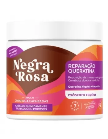 MÁSCARA REP. QUERATINA NEGRA ROSA 500G