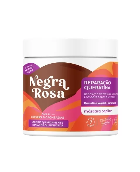 MÁSCARA REP. QUERATINA NEGRA ROSA 500G