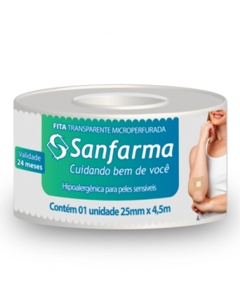 FITA TRASPARENTE MICROPERFURADA 25MM X 4,5M SANFARMA