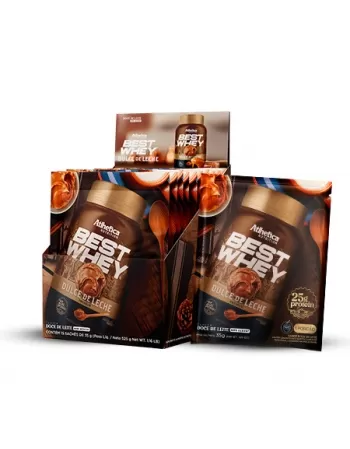 BEST WHEY PROTEIN DISPLAY C/15 SACHE DULCE DE LECHE PREMIUM - ATLHETICA