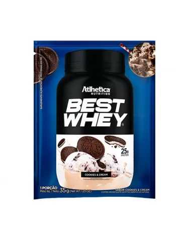 BEST WHEY PROTEIN DISPLAY C/15 SACHE COOKIES & CREAM - ATLHETICA