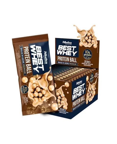 BEST WHEY PROTEIN BALL DISPLAY C/12 DULCE DE LECHE PREMIUM - ATLHETICA