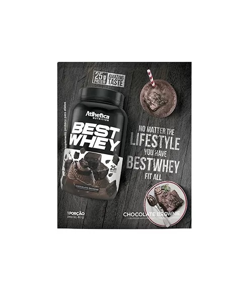 BEST WHEY PROTEIN DISPLAY C/15 SACHE BROWNIE CHOCOLATE - ATLHETICA