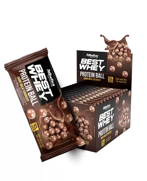 BEST WHEY PROTEIN BALL DISPLAY C/12 CHOCOLATE AO LEITE - ATLHETICA