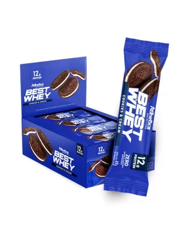 BEST WHEY BAR PROTEIN DISPLAY C/12 COOKIES CREAM - ATLHETICA