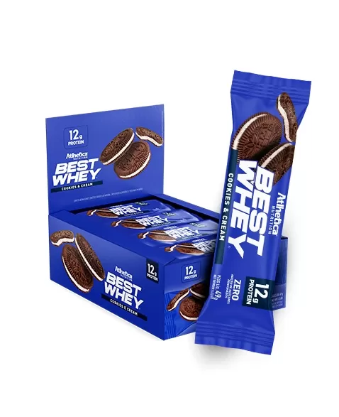 BEST WHEY BAR PROTEIN DISPLAY C/12 COOKIES CREAM - ATLHETICA